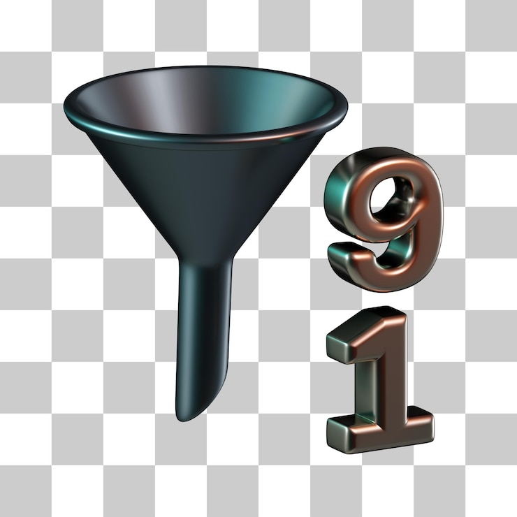 PSD number descending order 3d icon