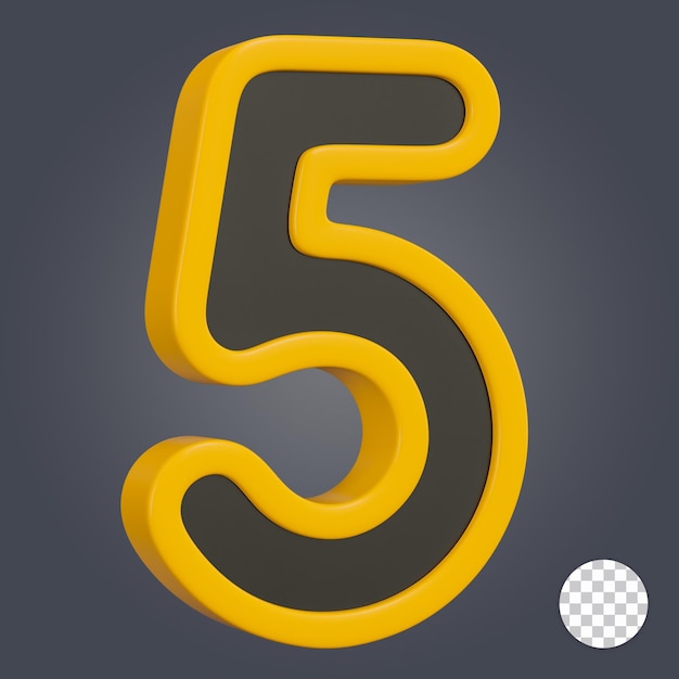 PSD number five 3d icon