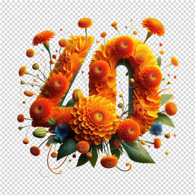 A number of flowers with the numbers on it