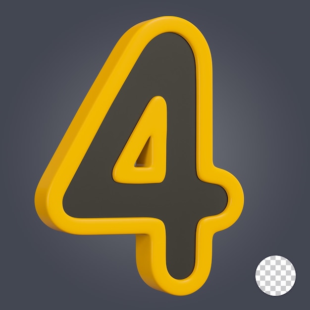 Number four 3d icon