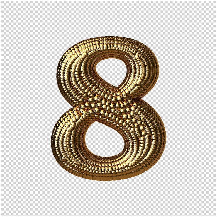 PSD number from golden spheres 3d rendering