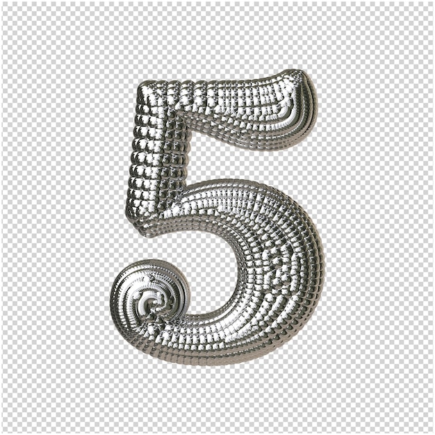 Number from silver spheres 3d rendering