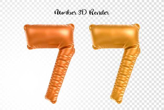 PSD number gold 3d rendering