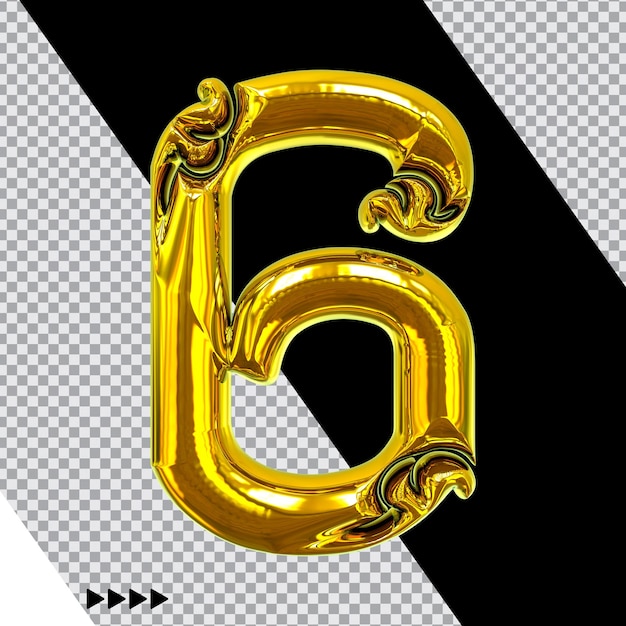 Number gold 3d rendering