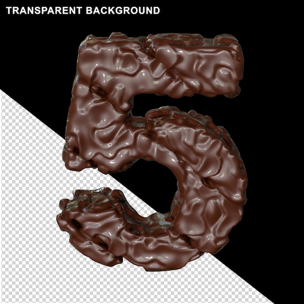 Number made from chocolate. 3d number 5