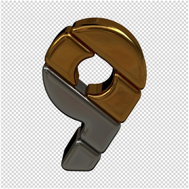 Numero fatto di rendering 3d in oro e argento