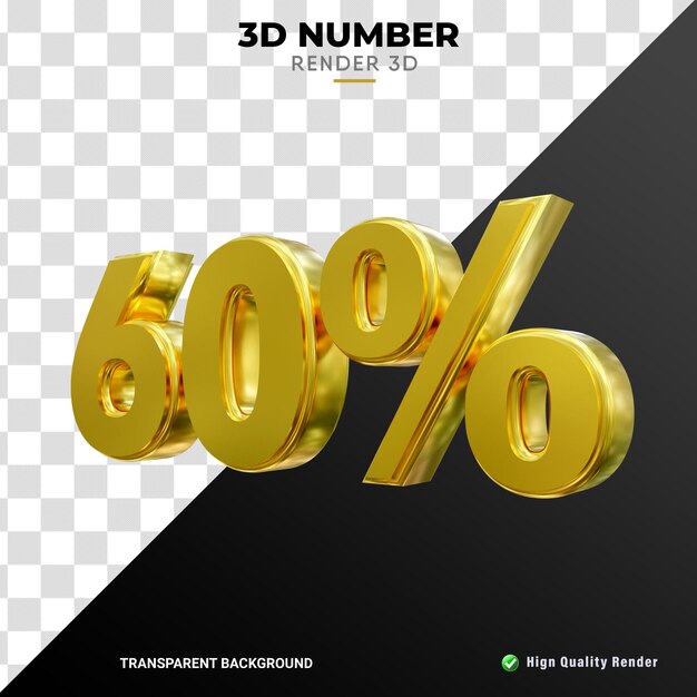 Числовой процент 3d тонкой золотой текстуры реалистичный рендеринг