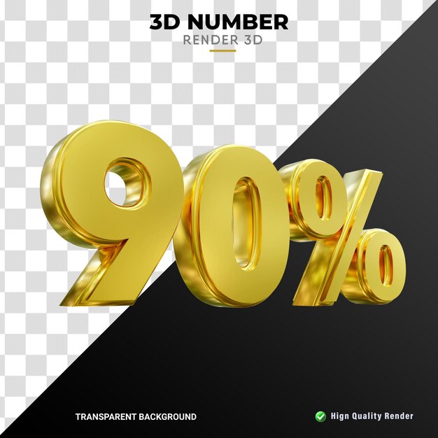 Number percent  3d fine gold texture realistic render