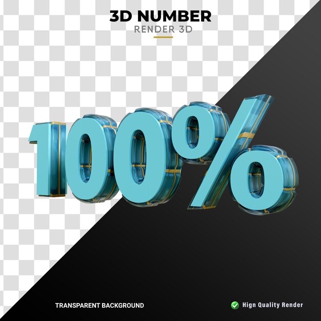 PSD 숫자 퍼센트 유리 질감 현실적인 렌더링