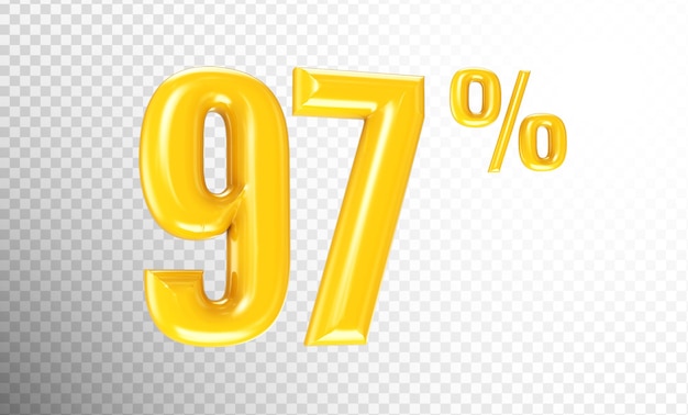 Number Red With Yellow 3D Render