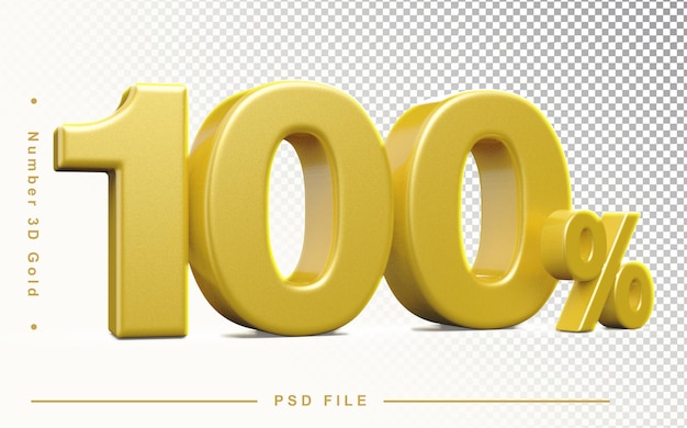 PSD numero di vendita 100 per cento d'oro 3d