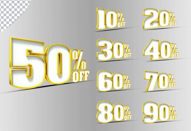 PSD number set 10 percent to 90 discount golden