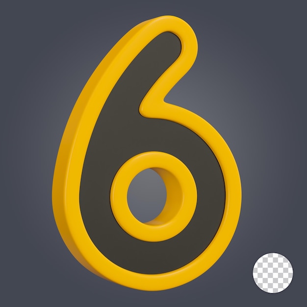 PSD number six 3d icon