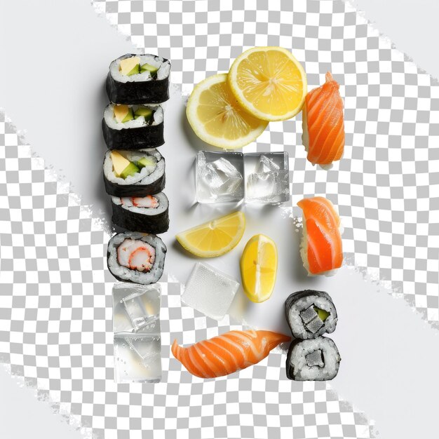 PSD un numero di sushi e sushi con un pezzo di sushi su di esso