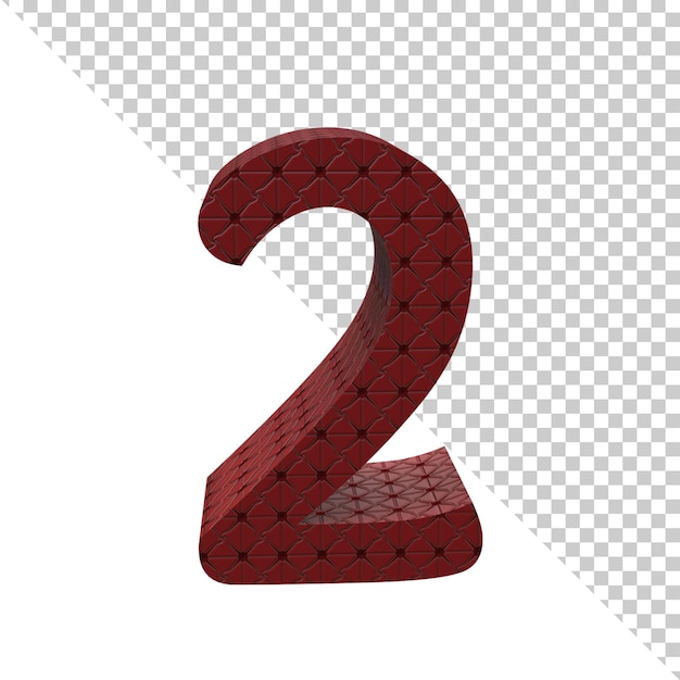 Number two 3d rendering icon