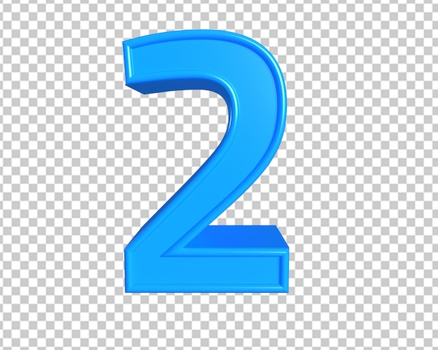 Number two blue 2 icon 3d render