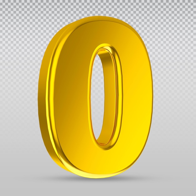 Number zero 3d render-collectie met gouden stijl