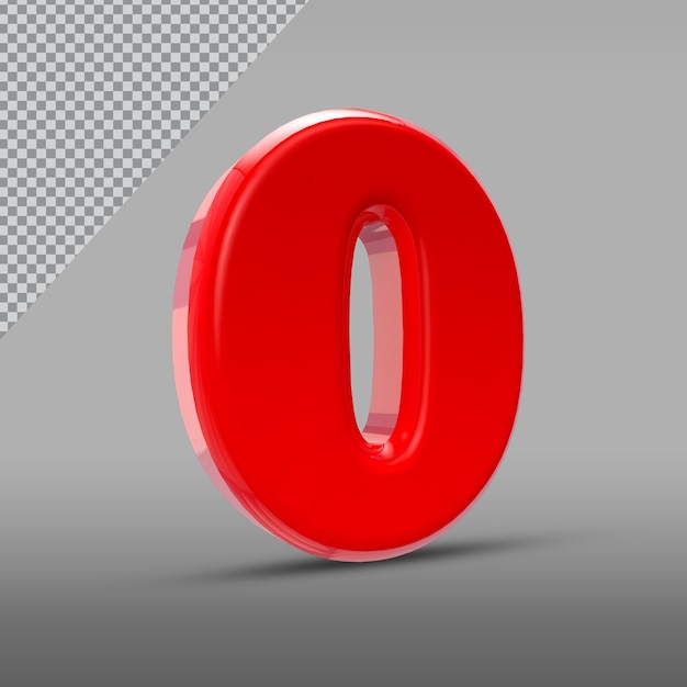 Number Zero 3D of Style Color Red