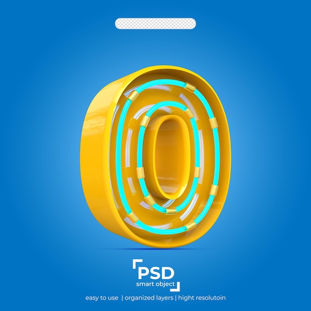 PSD number zero light effect left view