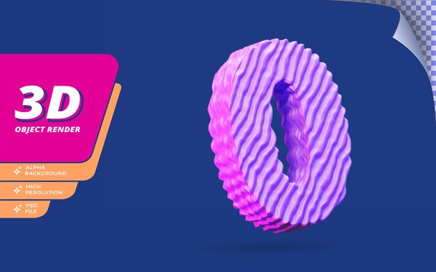 number zero, number 0 in 3d render isolated with abstract topographic purple wire texture design illustration