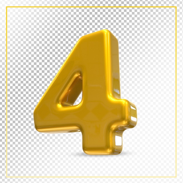 Number4 gold luxury 3d