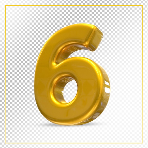 Number6 gold luxury 3d