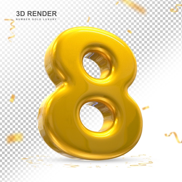 PSD number8 gold luxury 3d