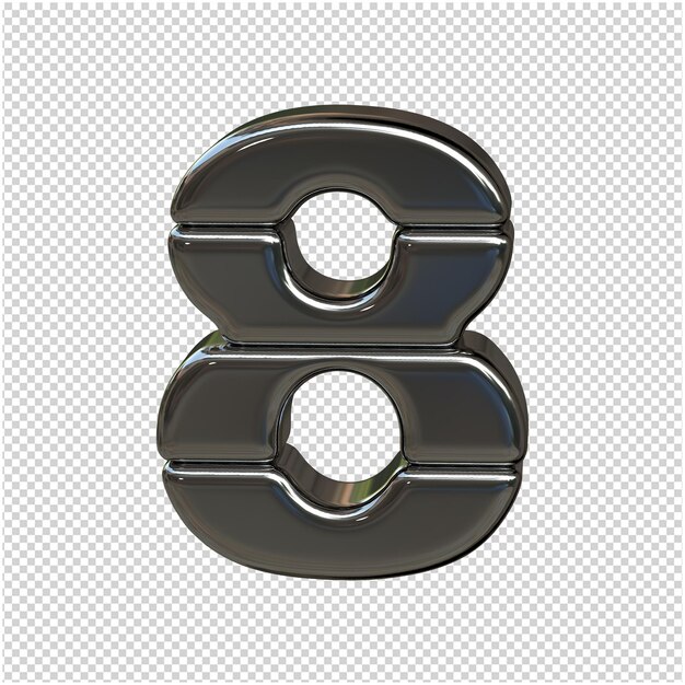 Numbers from silver bars. 3d figure 8