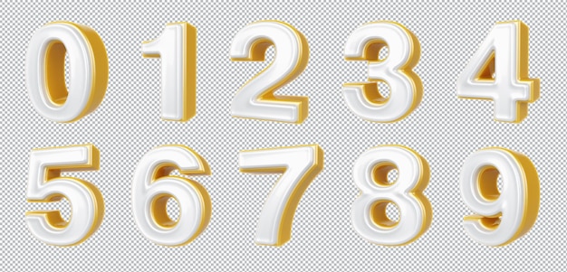 Numeri oro set rendering 3d