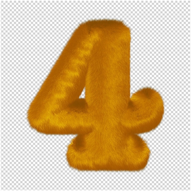Numbers made from ginger fur. 3d number 4