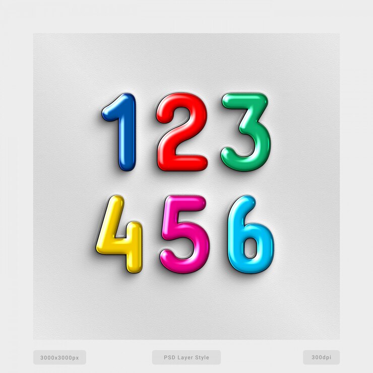 PSD numbers text style effect