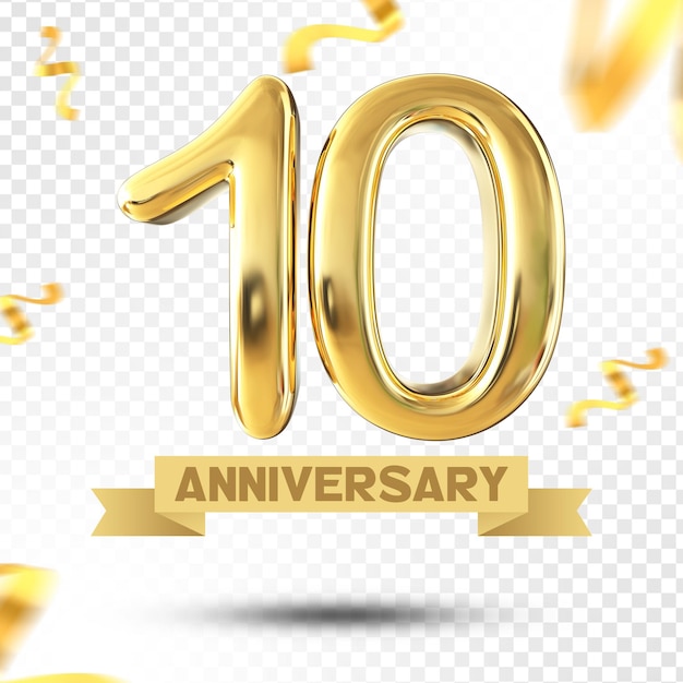 Numer 10 lat złota rocznica szablon 3D