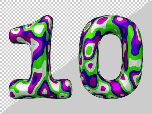 Numer 10 w nowoczesnym stylu 3D