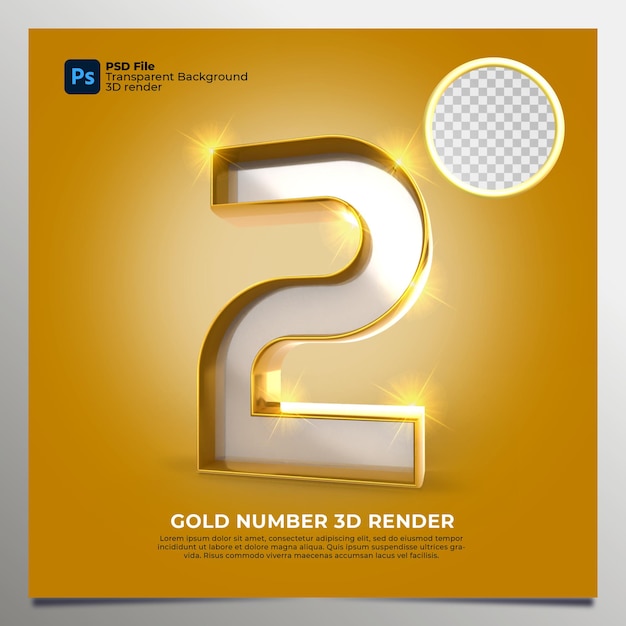 numer 2 styl 3D Render Gold z elementami