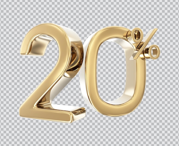 Numer 20 Złoty Render 3d