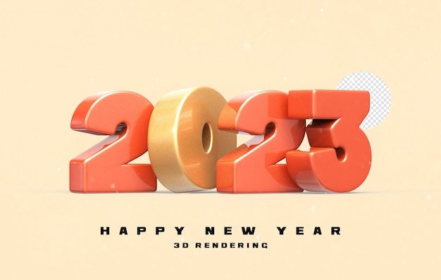 Numer 2023 Szczęśliwego Nowego Roku 2023 3D Render