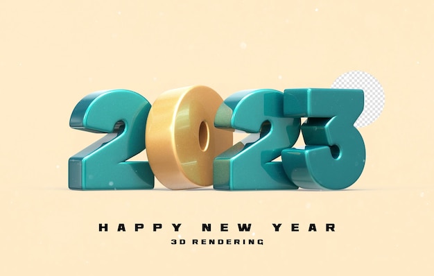 Numer 2023 Szczęśliwego Nowego Roku 2023 3D Render