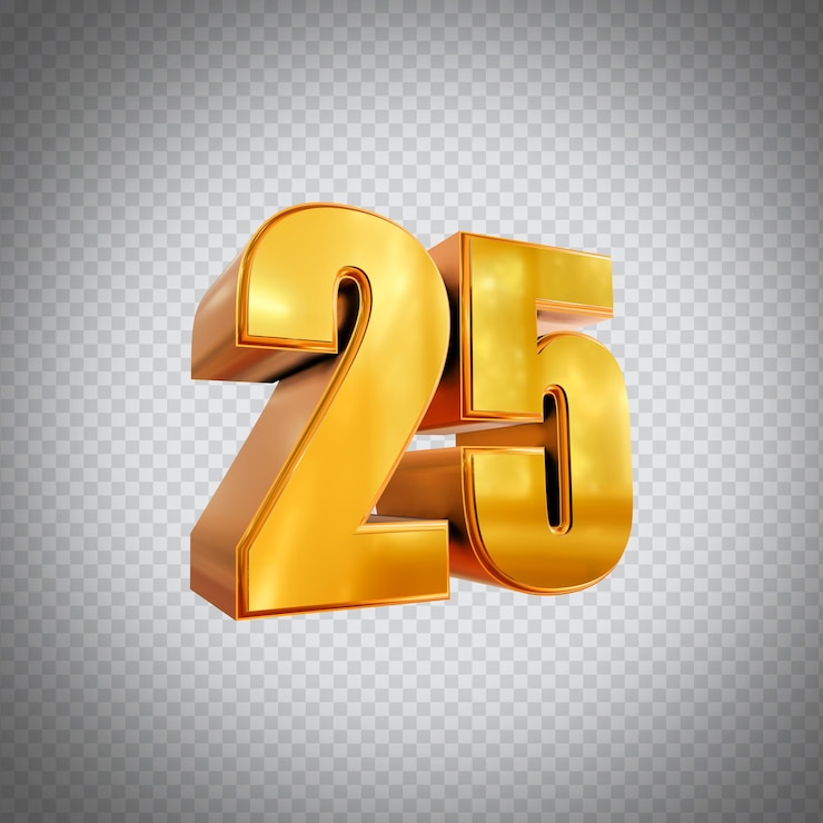 PSD numer 25 renderowany obraz 3d z przezroczystym tłem