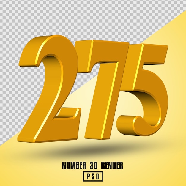 Numer 275 Renderowania 3d W Kolorze żółtego Złota