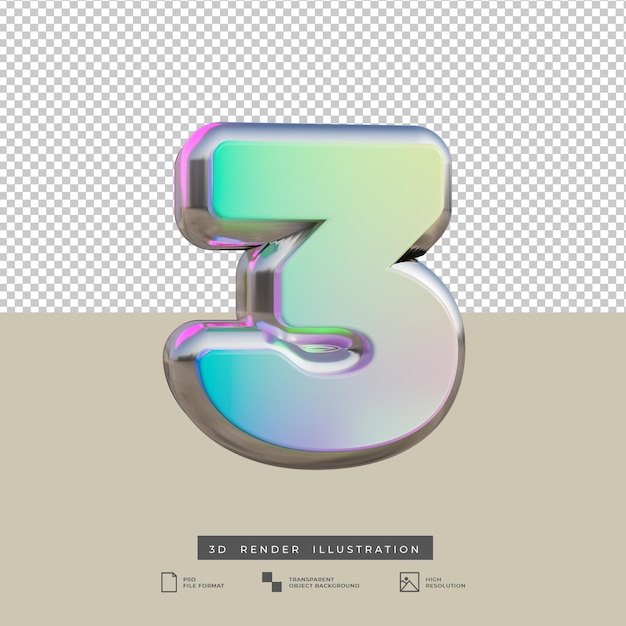 Numer 3 Efekt Tekstu Gradientowego Renderowania 3d