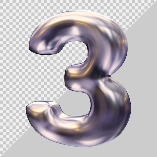 Numer 3 w nowoczesnym stylu 3d