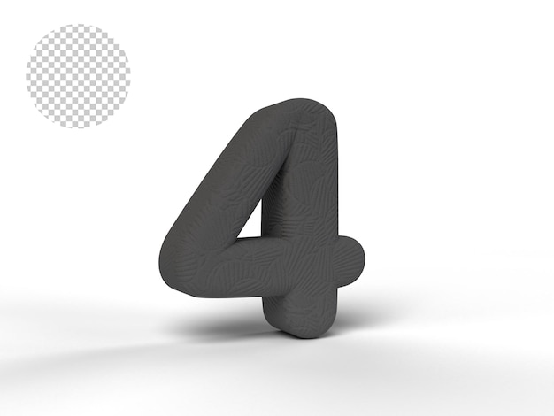 NUMER 3D Z CZARNĄ TEKSTURĄ - RENDER 3D