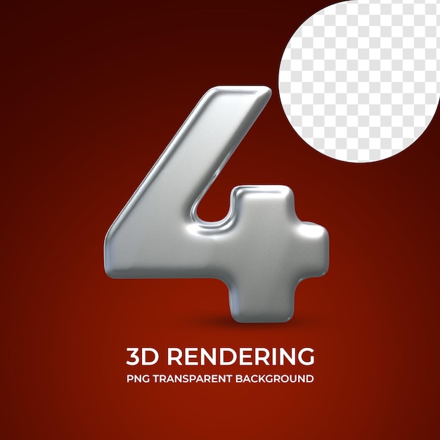 Numer 4 Renderowania 3d Na Białym Tle Przezroczyste Tło