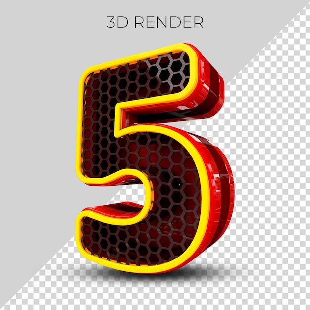 numer 5 3d plastikowy render