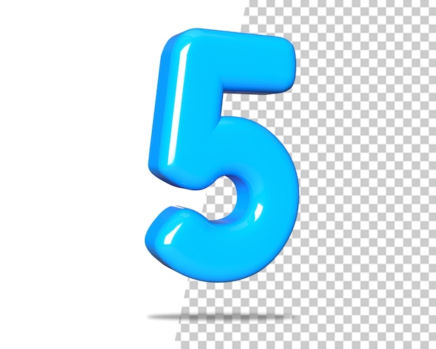Numer 5 niebieski pięć rocznica logo tekstowe 3d