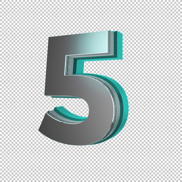 Numer 5 renderowania 3d
