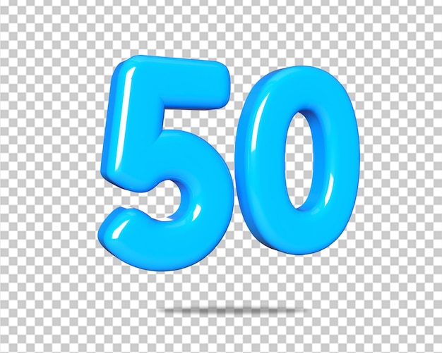 Numer 50 niebieski tekst 50 logo 3d