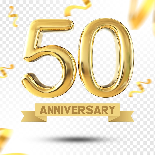 Numer 50 years gold anniversary 3d template