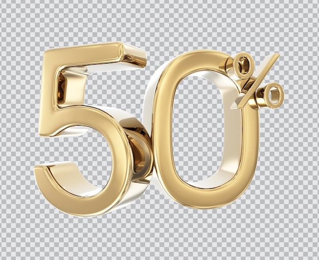 Numer 50 Złoty Render 3d