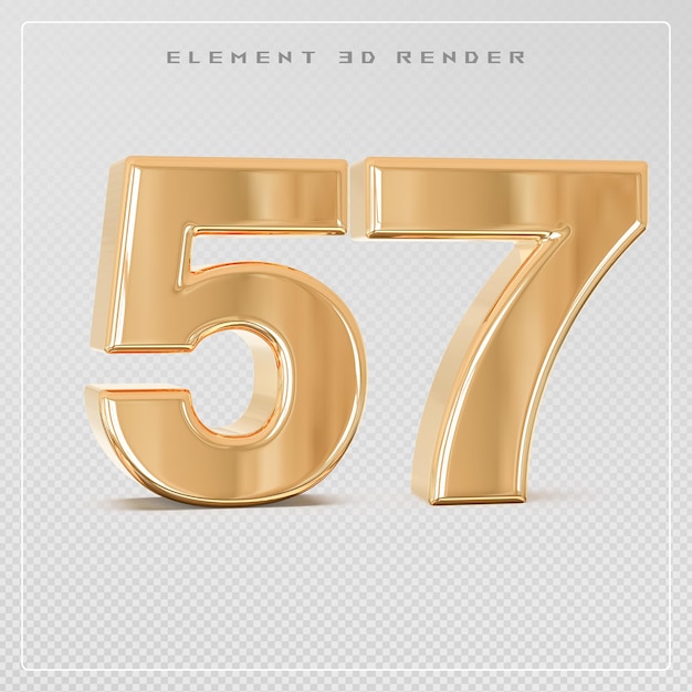 Numer 57 Złoty Renderowanie 3d
